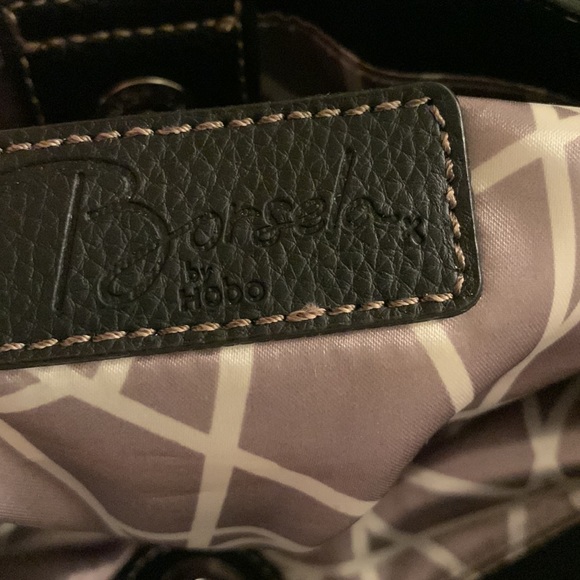 Black leather Borsela by HOBO shoulder bag with tassel pull EUC - Picture 10 of 11